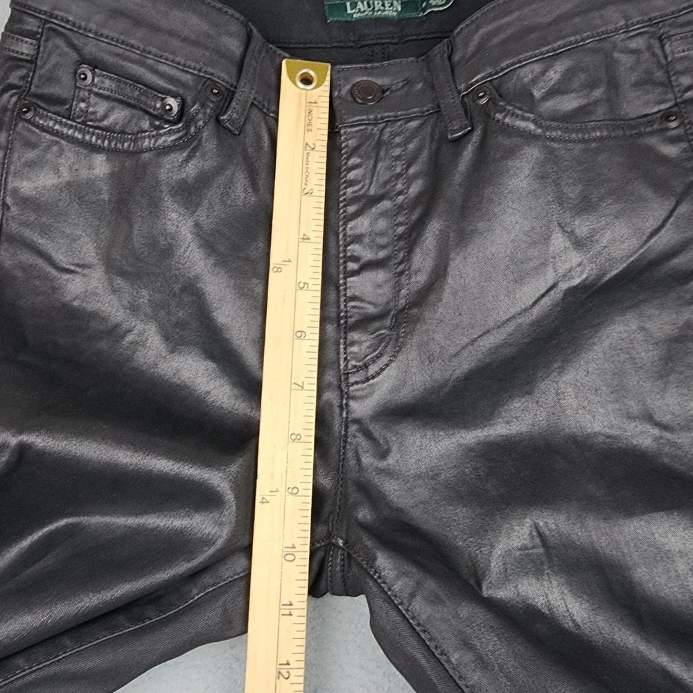 Lauren Ralph Lauren Premier Skinny Ankle Jeans Womens 6 Black Coated Stretch